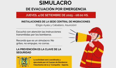 Migraciones realizará simulacro de evacuación por emergencia en su sede central